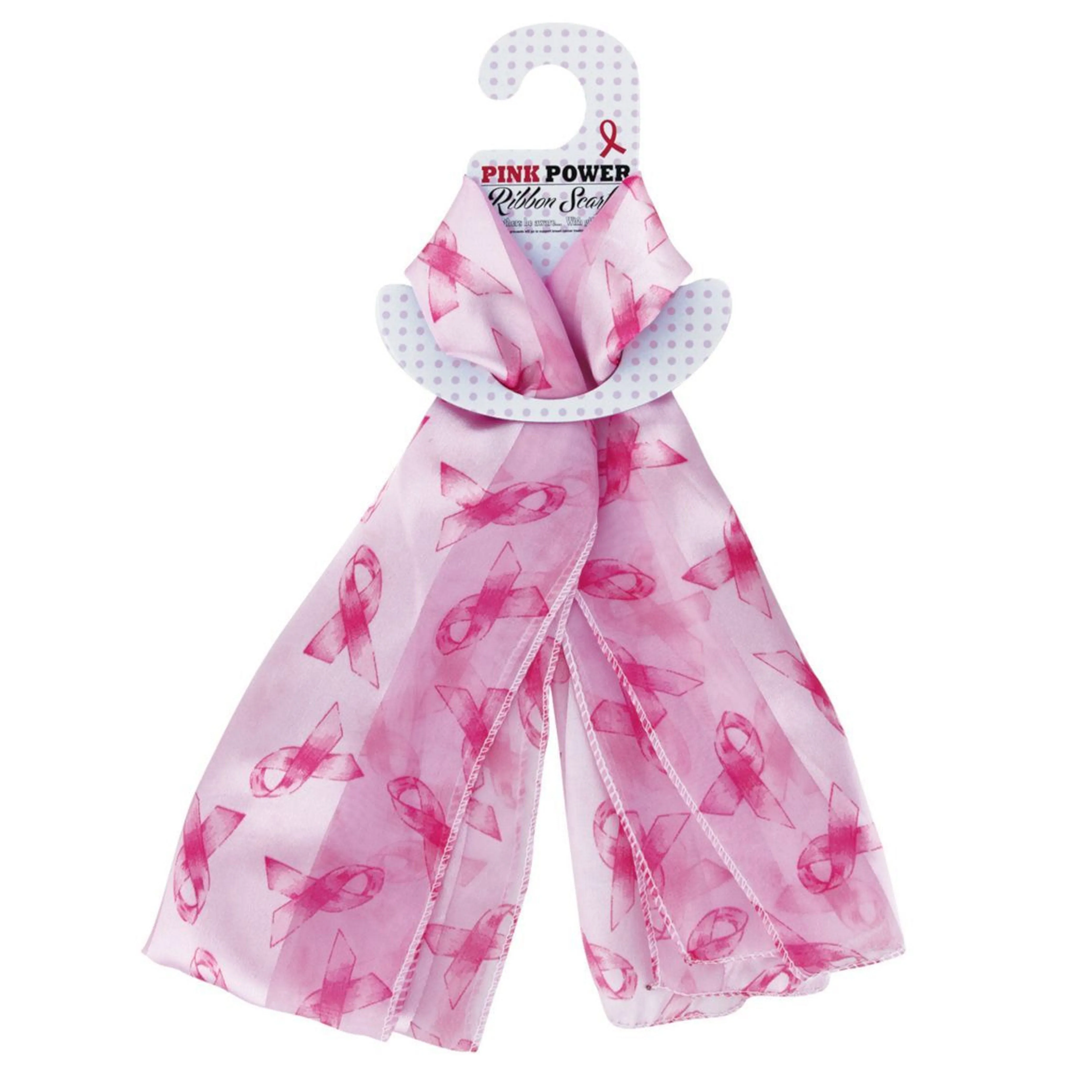 1 Pink Ribbon Print Scarf Breast Cancer Awareness Ladies Versatile Satin Fashion