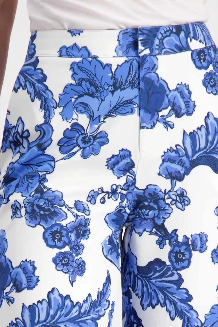 All-over Blue Flower Culotte Trouser