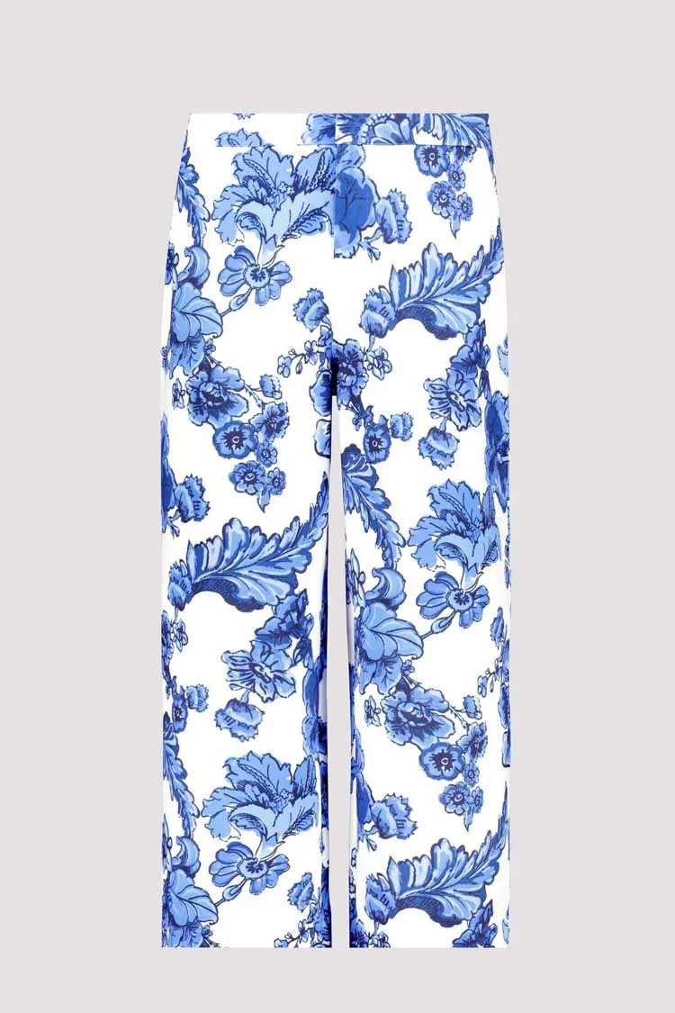 All-over Blue Flower Culotte Trouser