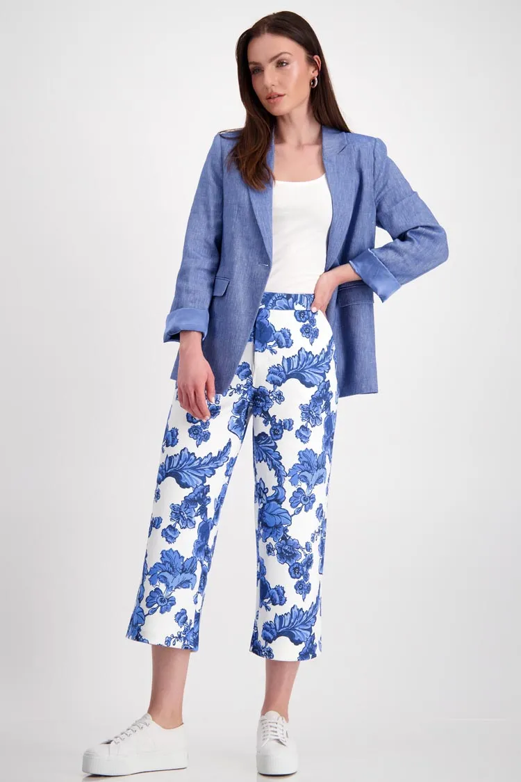All-over Blue Flower Culotte Trouser