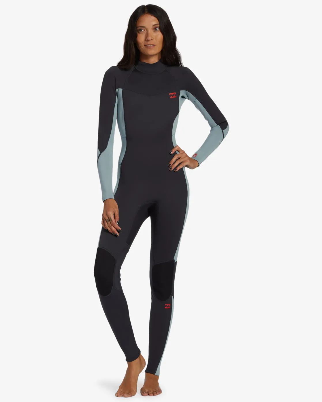 Billabong Women's Foil 3/2mm Backzip Wetsuit Washed Black ABJW100183-WAA