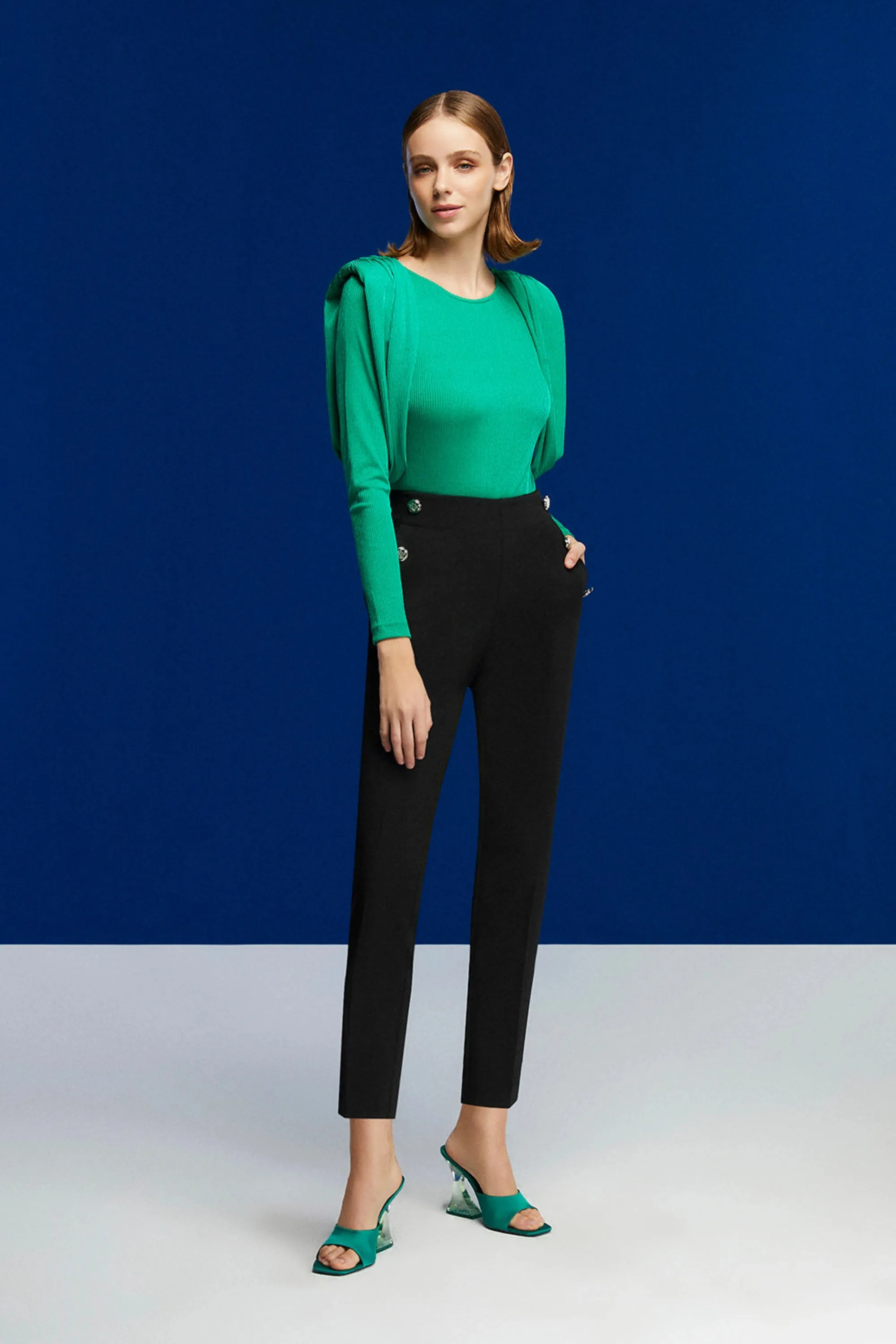 Button Detail Pants (Final Sale)