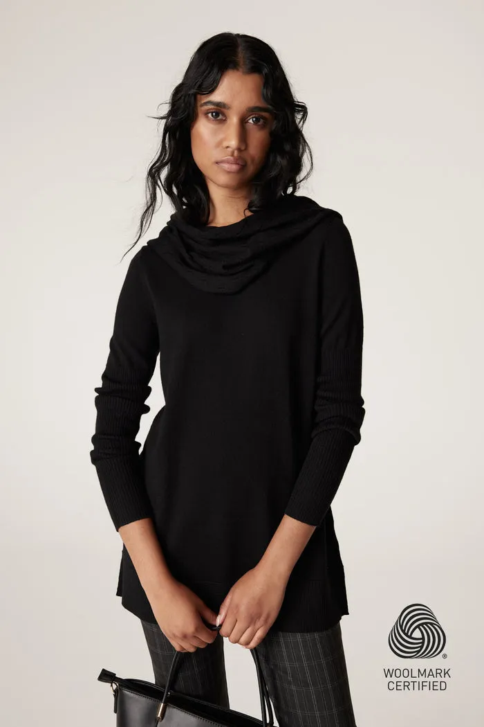 CABLE MELBOURNE Merino Diamond Snood black