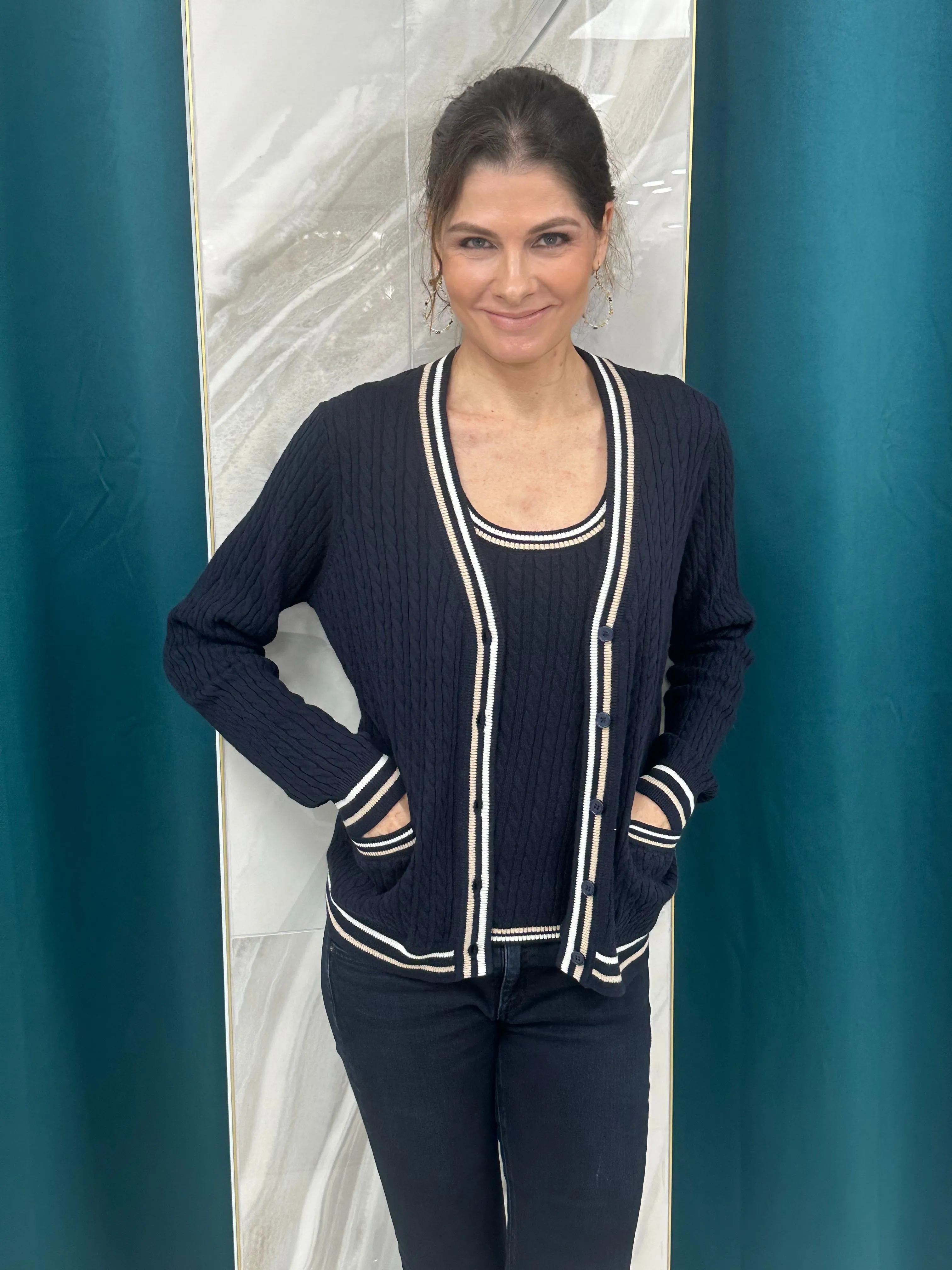 Cotton Cashmere Cable Knit Cardigan