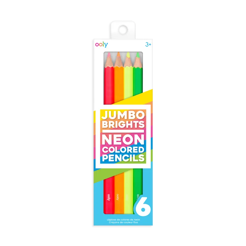 jumbo brights neon colored pencils - set of 6