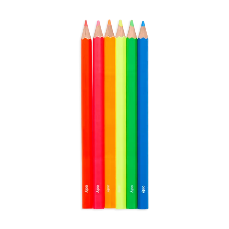 jumbo brights neon colored pencils - set of 6