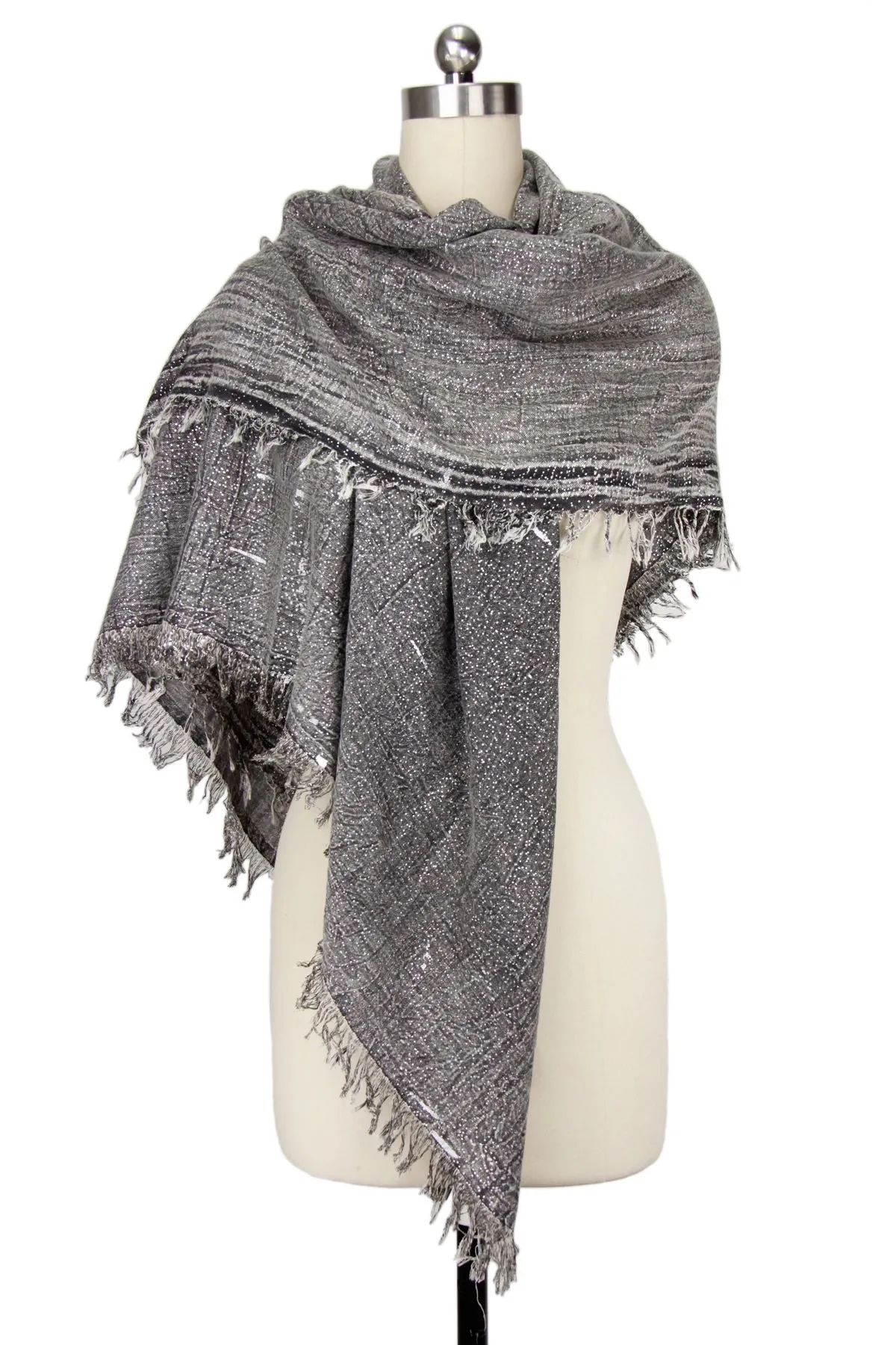 Metallic Rugged Fringe Scarf