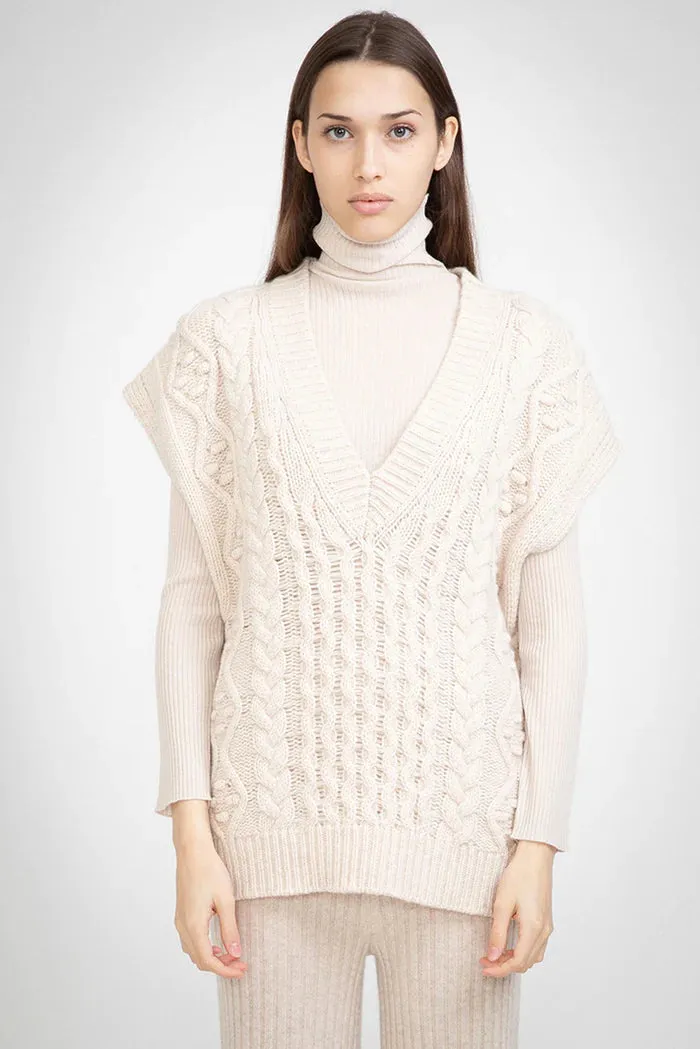 N.105 Cashmere Blend Deep V Cable Vest Shell