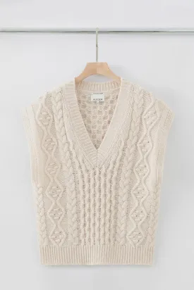 N.105 Cashmere Blend Deep V Cable Vest Shell