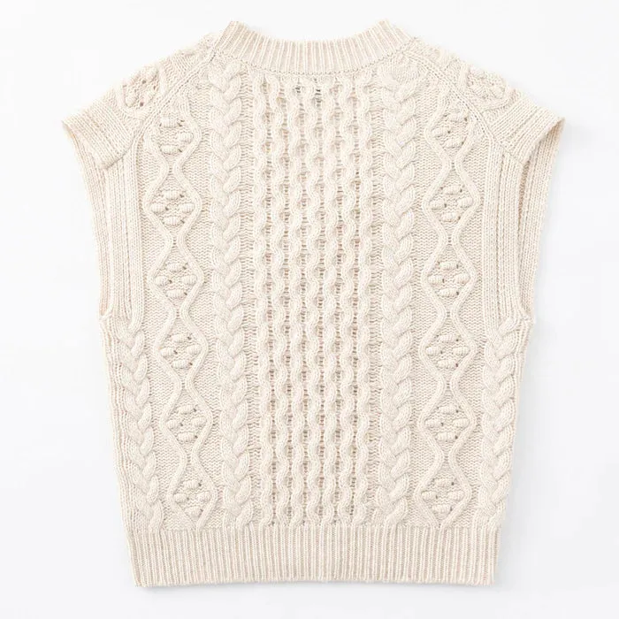 N.105 Cashmere Blend Deep V Cable Vest Shell