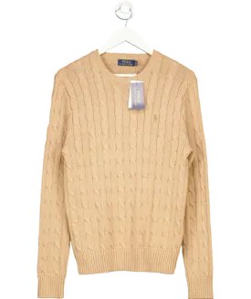 Polo Ralph Lauren Beige Cotton Cable Knit Jumper UK S