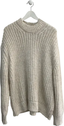 River Island Cream Loose Fit Chunky Knit Sweater UK M