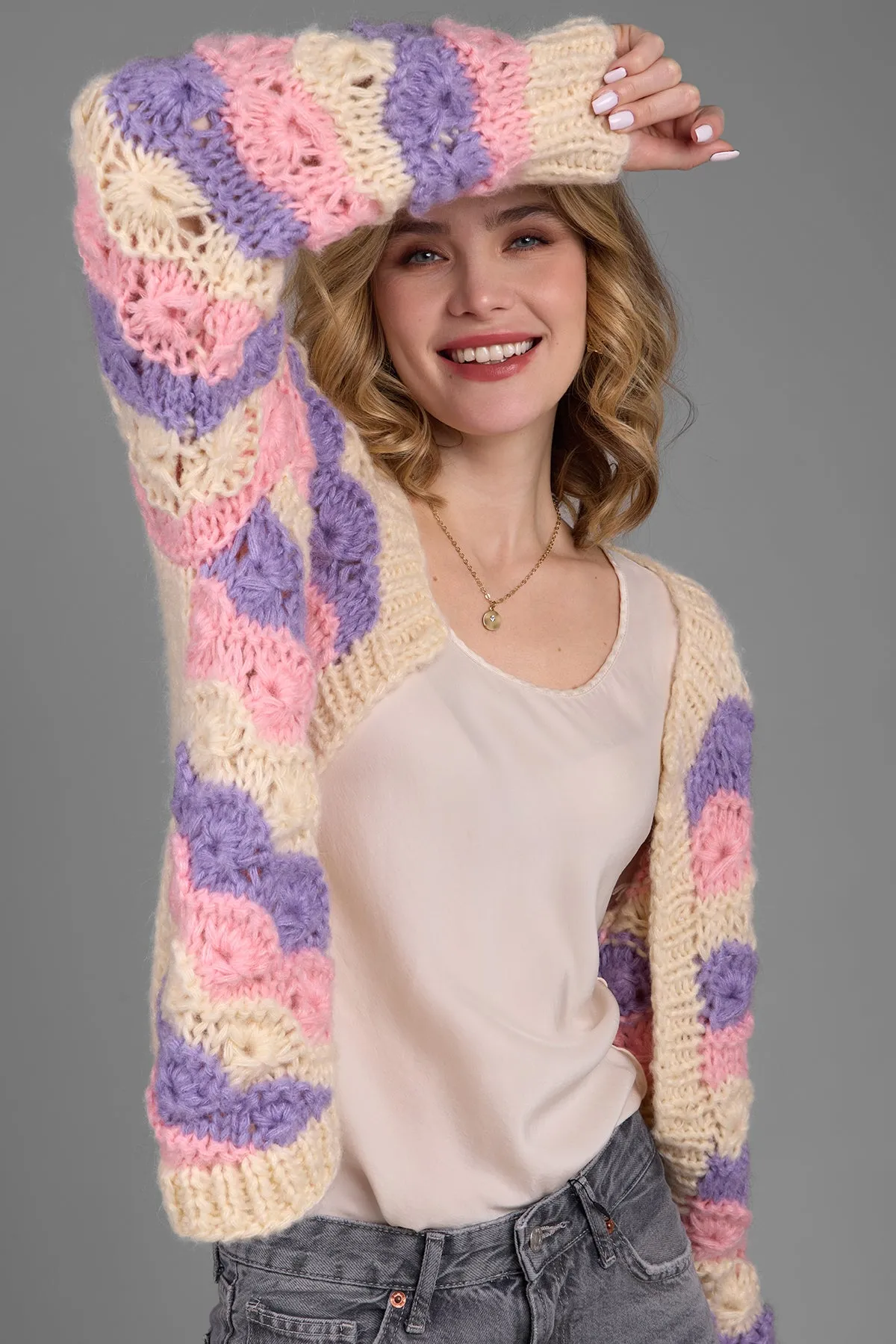 Scallop Pastel Knitted Cardigan