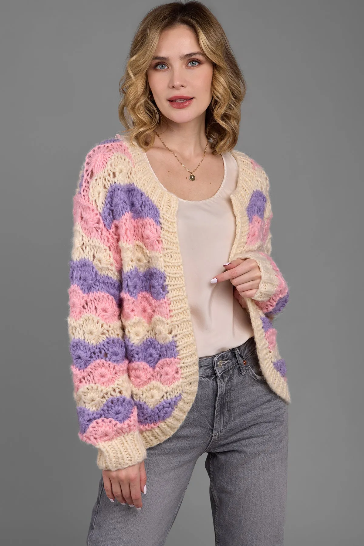 Scallop Pastel Knitted Cardigan