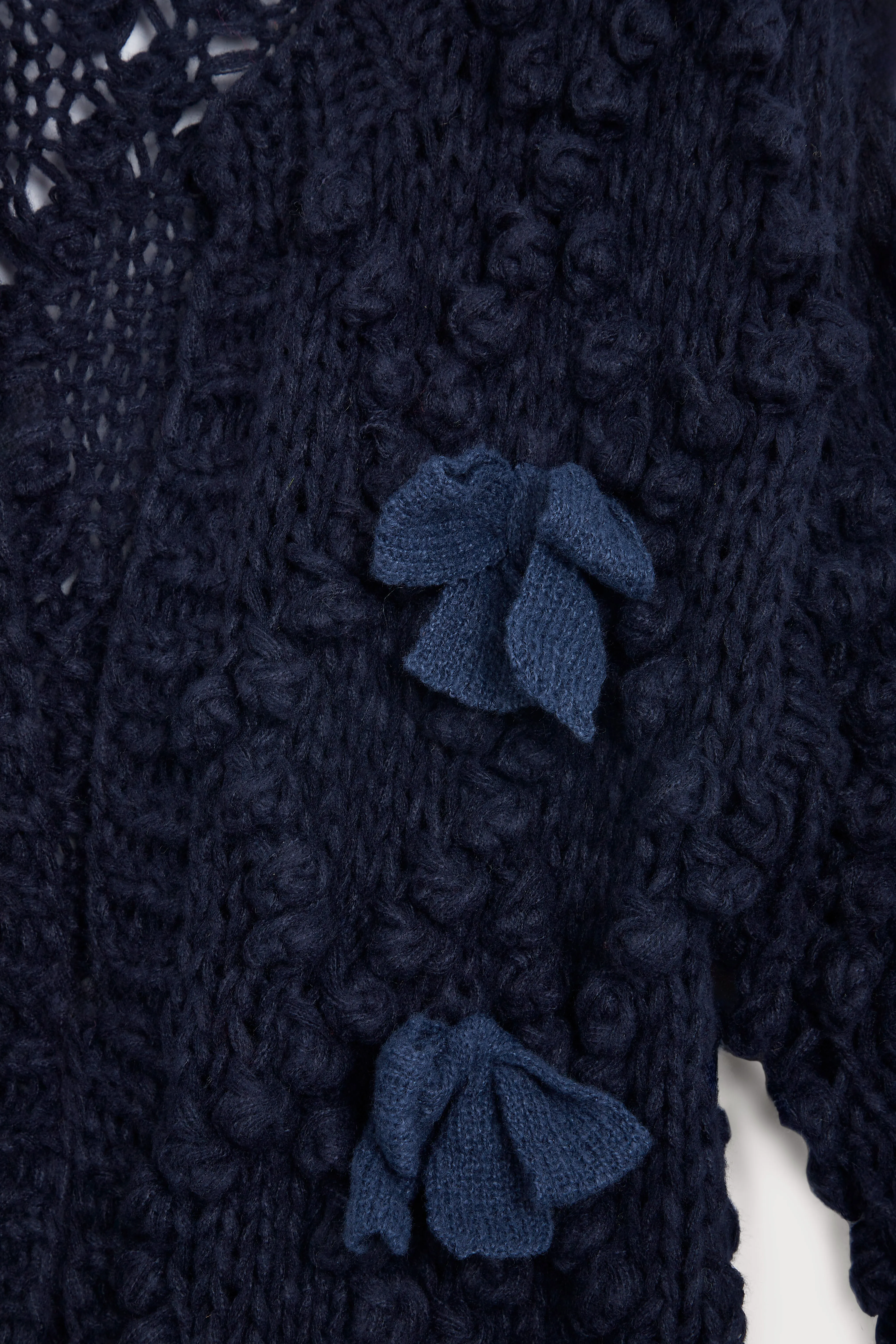 Textured  Bow Cardigan Sweater