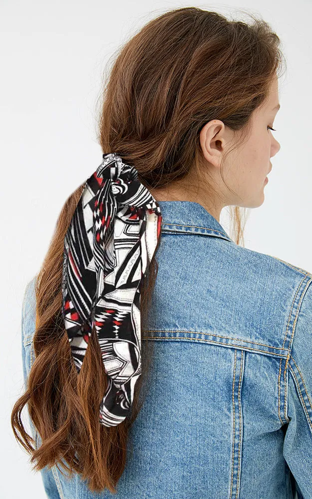 YP9361 Geometric Pattern Ponytail Scrunchy Hair Band (12PCS)