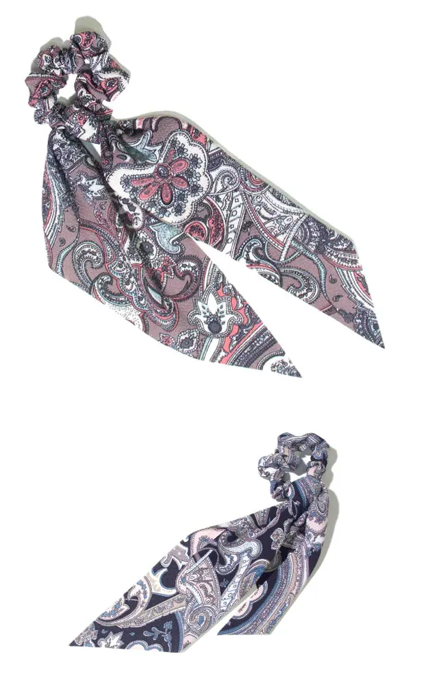 YP96B2 Paisley Ponytail Scrunchy Hair Band (12PCS)