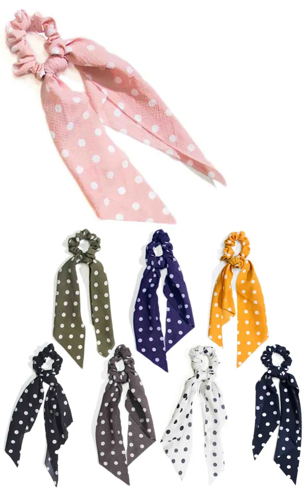 YP97B3 Polka Dot Ponytail Scrunchy Hair Band (12PCS)