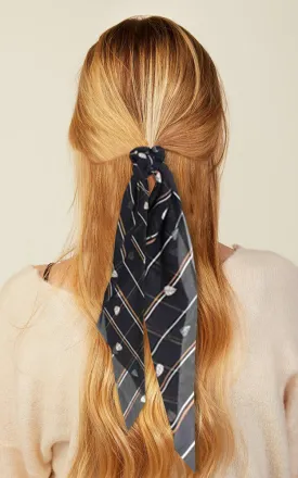 YP98B2 Stripe Leave Ponytail Scrunchy Hair Band (12PCS)